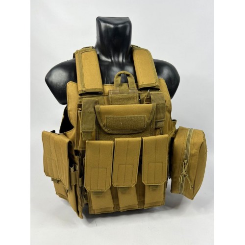 Тактический разгрузочный жилет «5 / пять карманов» с подсумками Tactical Molle Plate Carrier для съемных бронепластин в Липецке