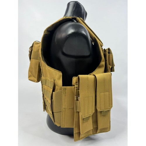Тактический разгрузочный жилет «5 / пять карманов» с подсумками Tactical Molle Plate Carrier для съемных бронепластин в Липецке